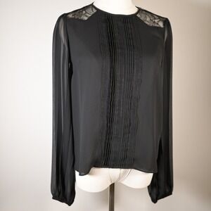 Express Black XS Lace Sheer Long Sleeve Whimsygoth Edwardian Victorian